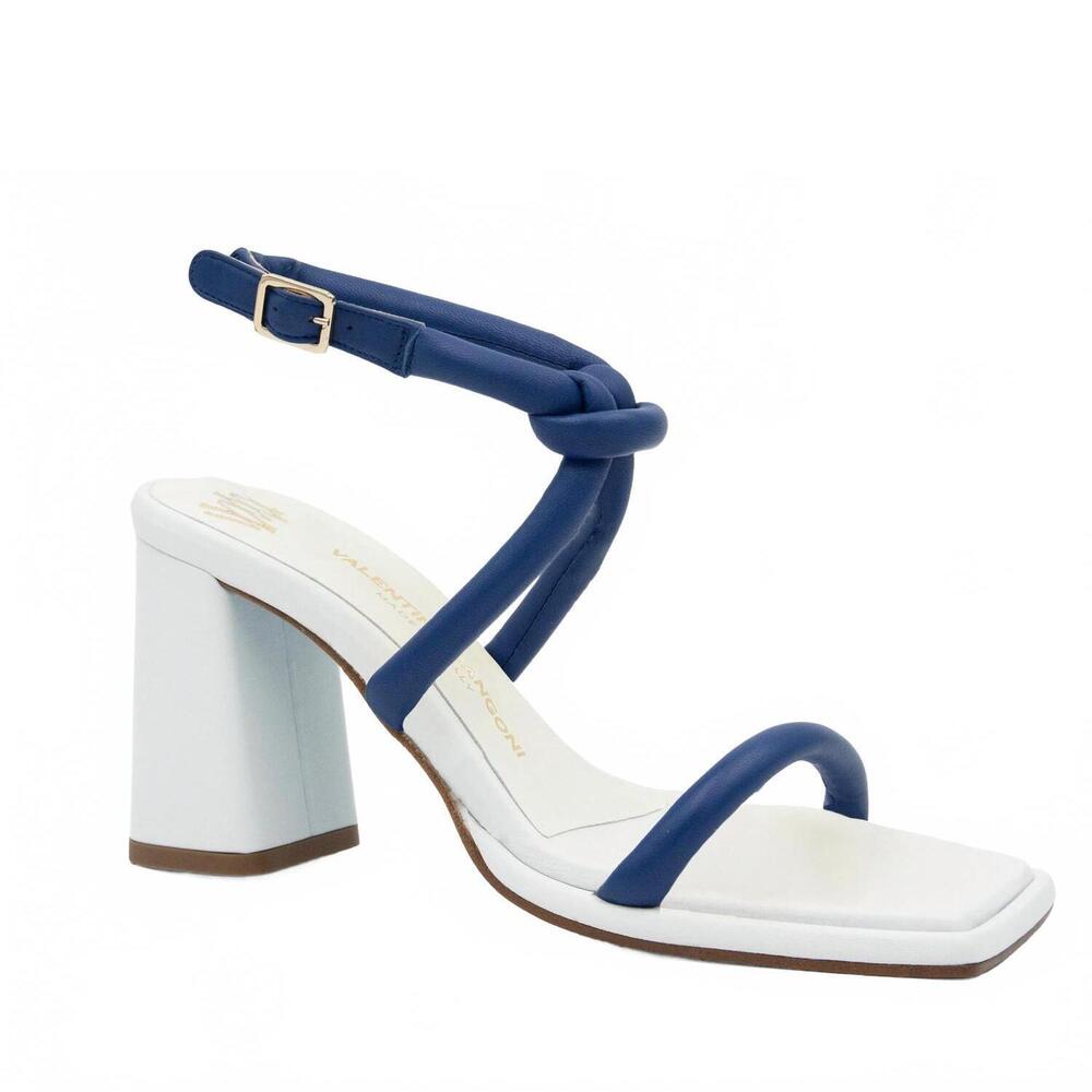 NEW VALENTINA RANGONI women's lino strap sandals in royal blue & white